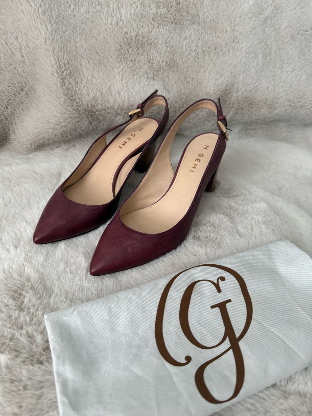 Worn once! M. Gemi Burgundy Leather Slingback Pumps Size US 7.5